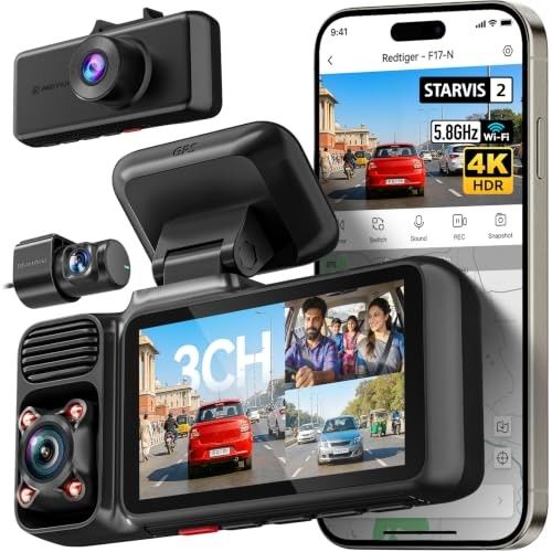 REDTIGER F17 2026 Edition 4K 3 Channel Dash Cam, Upgraded STARVIS 2 IMX675 Sensor