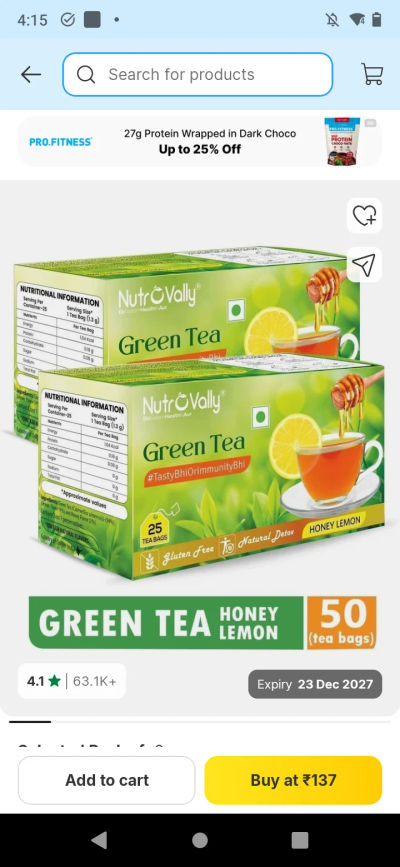 nutro vally Green tea (50bag box)