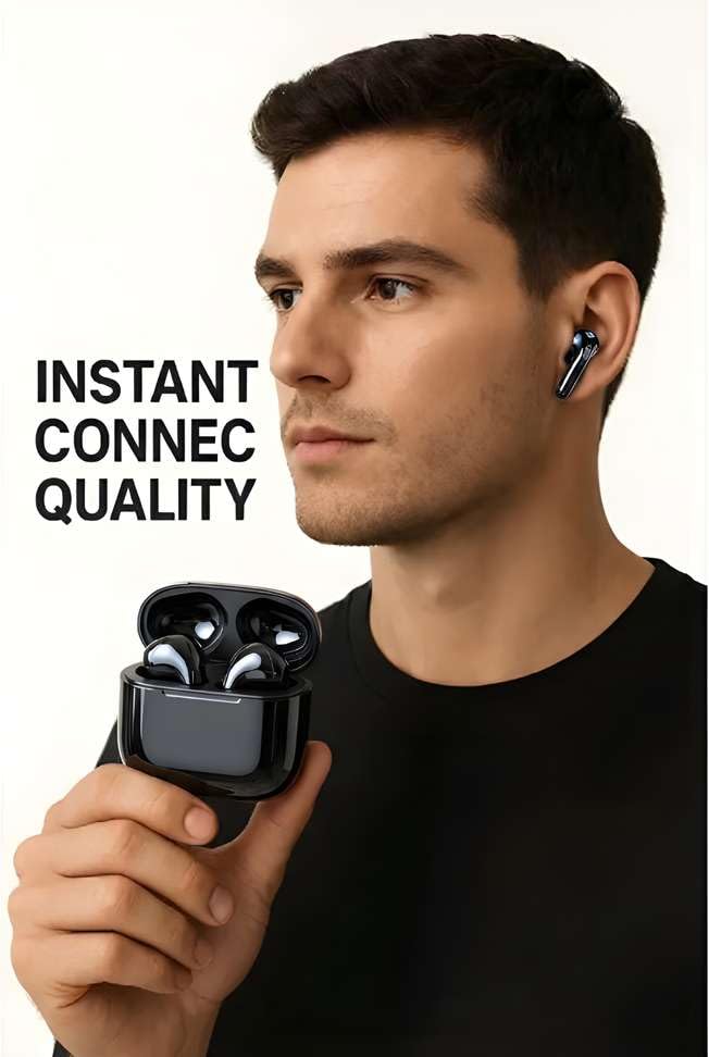 Owdio Wireless Earbuds TWS in-Ear Bluetooth Headphones, Matte Black Active Noise Cancellation, Charging Case Included, Touch Controls, Secure Ear Tip Fit, Wireless Connectivity