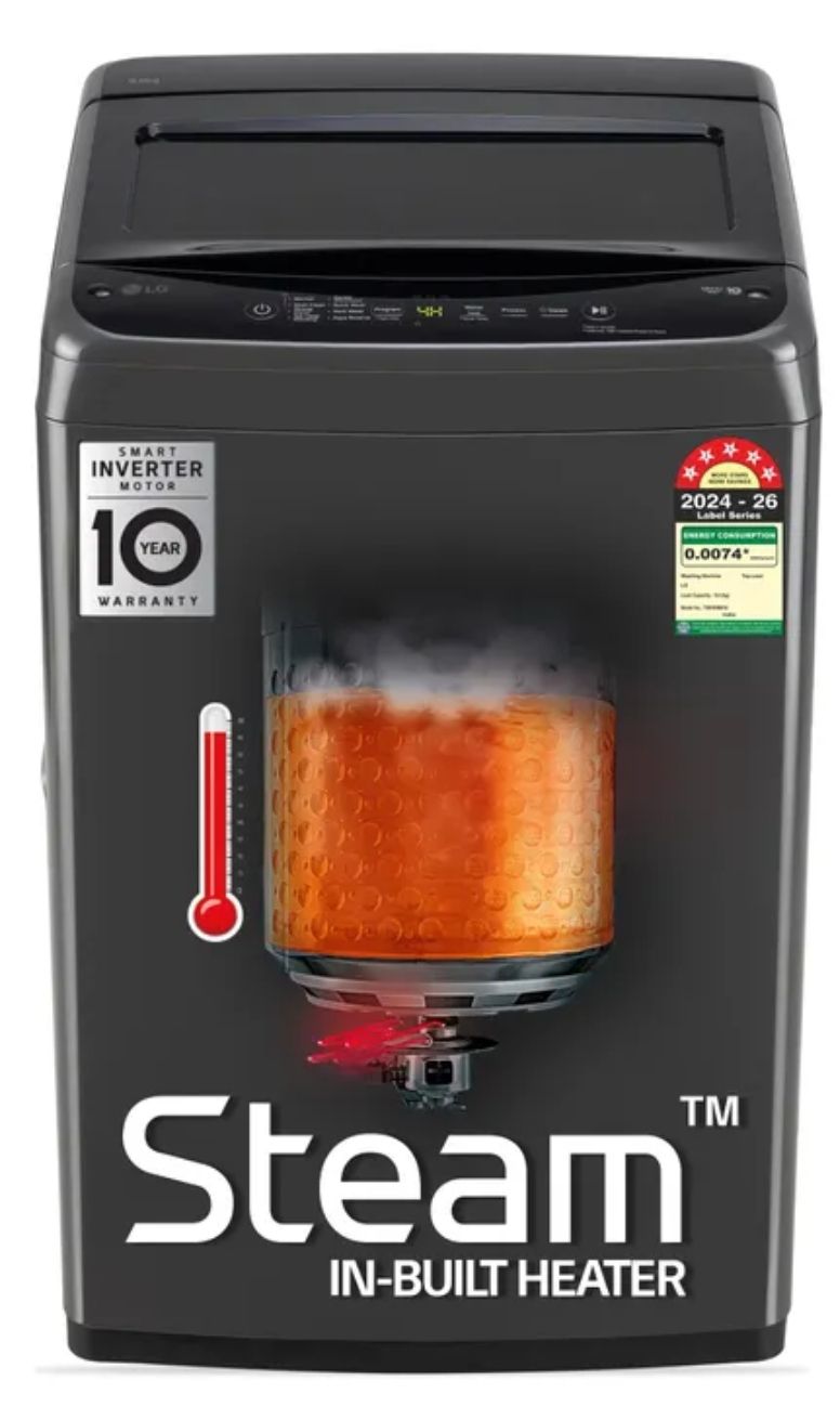 LG 9 kg Fully Automatic Top Load with In-built Heater Black (T90VBMB1S)