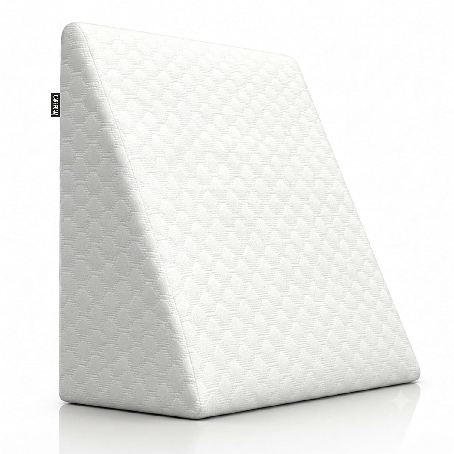 CareFoam Memory Foam Wedge Pillow for Bed | 2 Years Warranty | Orthopedic Bed Wedge Cushion for Back Support, Acid Reflux, GERD, Snoring & Leg Elevation|18 x 18 x 10 Inch|White