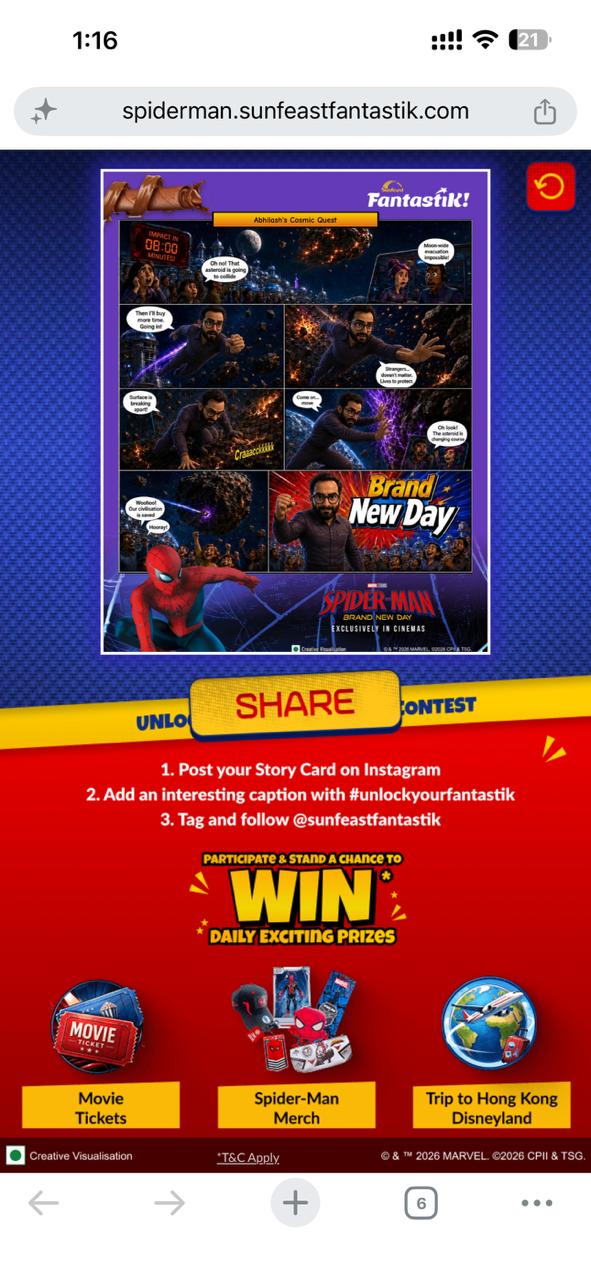 Sunfeast spiderman giveaway