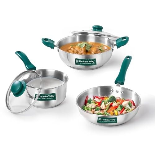 The Indus Valley Stainless Steel Impact Bonded Bottom Cookware Set of 5