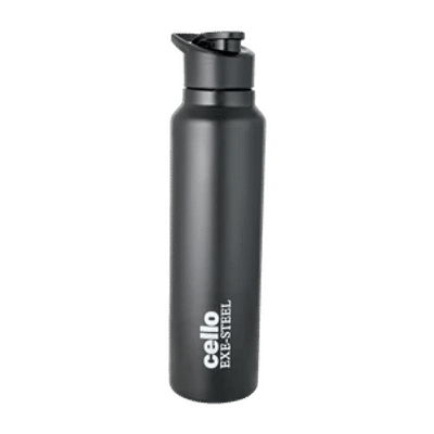 cello Crysta Flip Single Walled Stainless Steel Flask | Leak Proof & BPA Free | 1000 ml Stainless Steel Bottle (Pack of 1, Blue)
