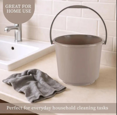 Kuber Industries 2 Pcs Compact Size Plastic 5 Litre Bucket for Kitchen, Cleaning & Water Storage - Small Lightweight and Easy to Carry Utility Bucket Ideal for Mopping - Plain - Brown