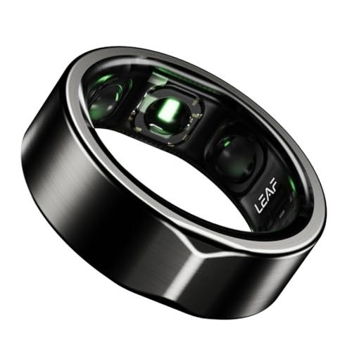 Leaf Halo Smart Ring | Health Tracker | Sleep, Fitness, Stress | Includes 30+ Workout Modes | Battery upto 10 Days | Buy Sizing Kit First | Track Steps, HRV, SPO2 & Periods | Carbon Black - Size 9