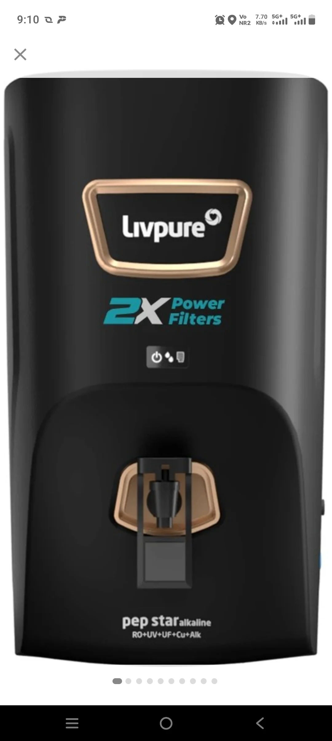 LIVPURE-PEP-STAR-ALKALINE 2X Power Filter No Filter Cost for 2 Year 7 L RO + UV + UF + Copper + Alkaline Water Purifier
