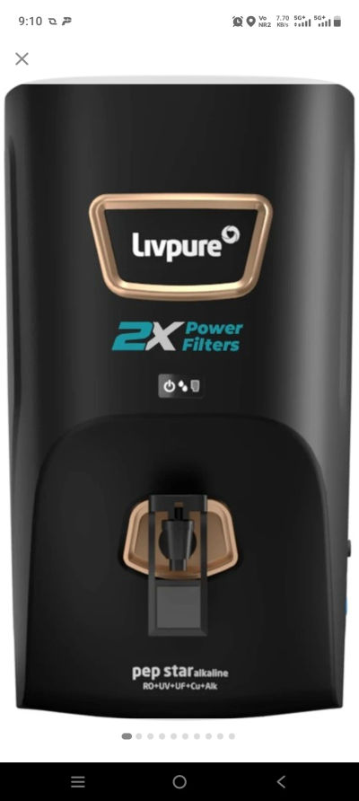 LIVPURE-PEP-STAR-ALKALINE 2X Power Filter No Filter Cost for 2 Year 7 L RO + UV + UF + Copper + Alkaline Water Purifier