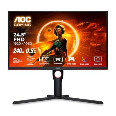 AOC 25G3ZM/BK 24.5" FHD Gaming Monitor | 240Hz | 1ms | FreeSync Premium