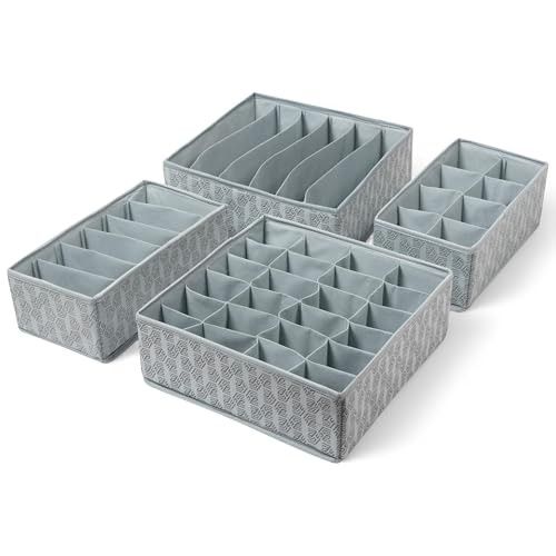 HomeStrap Set of 4, Foldable Clothing Storage Box Drawer Divider Organizer For Undergarments,