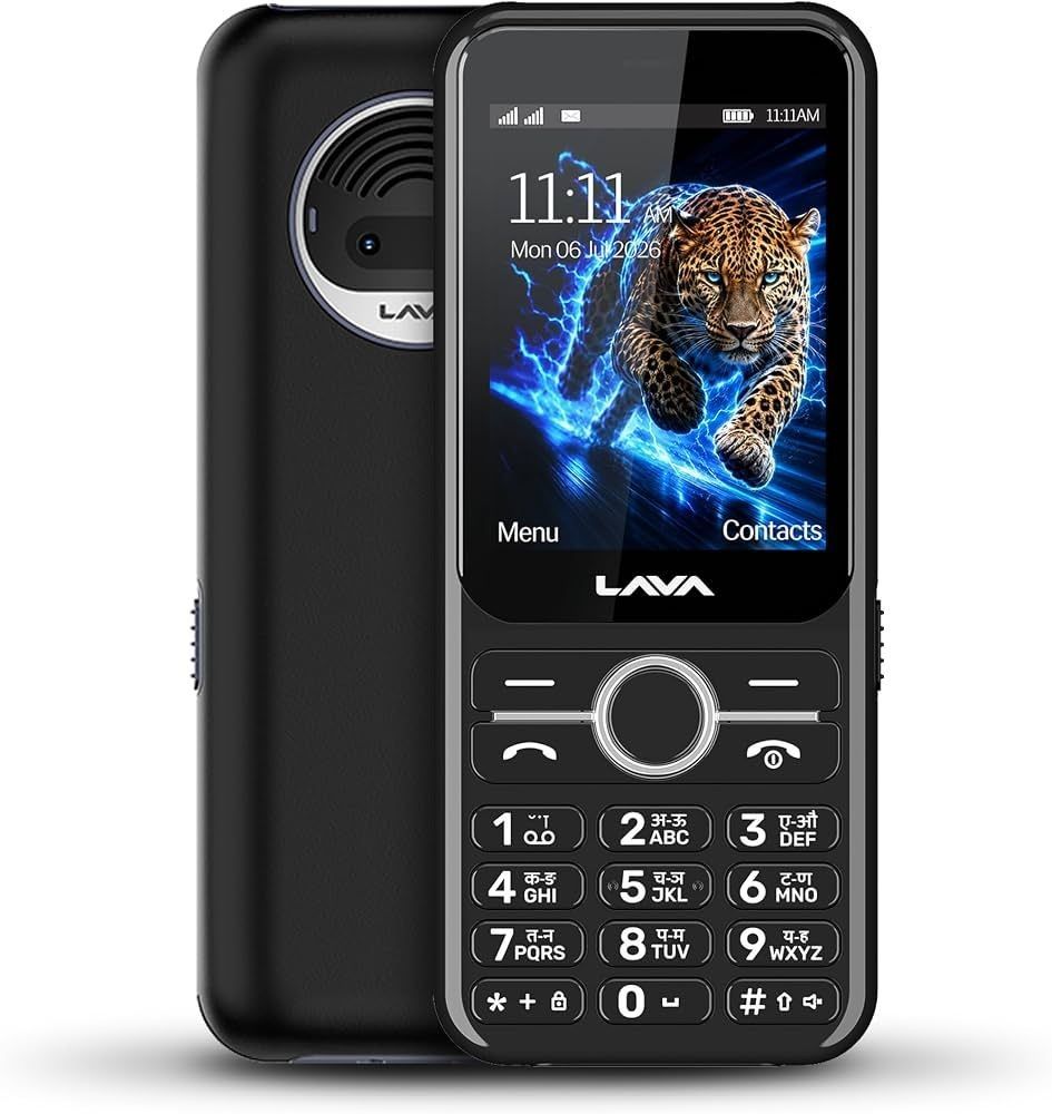 Lava Gem Power + Dual Sim Keypad Phone (2.8" Display, Camera & Fast Charging) | 2575mAh Smart AI Powerful Battery | Wireless FM & Recording | Stereo Speakers | Call Recording (Black Gold)