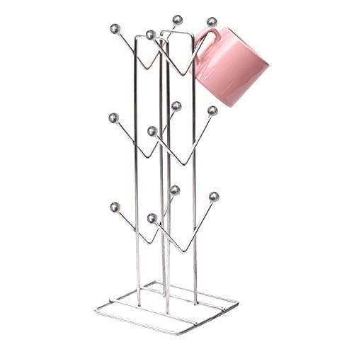 Stainless Steel Cup Rack Ideal for Kitchen, Coffee, and Tea Mug Display, Elegant Dining Table Cup/Mug Holder for 12 Cups (Pack of1) (NHSP)