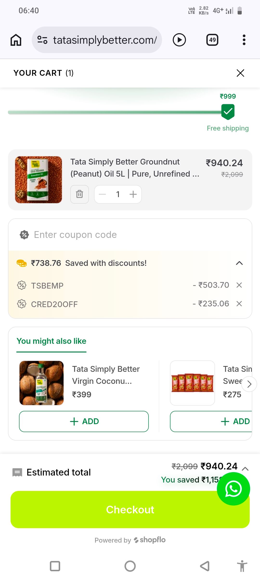 Tata simply better oil @ 56%