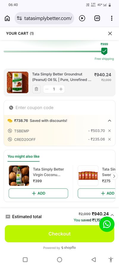 Tata simply better oil @ 56%