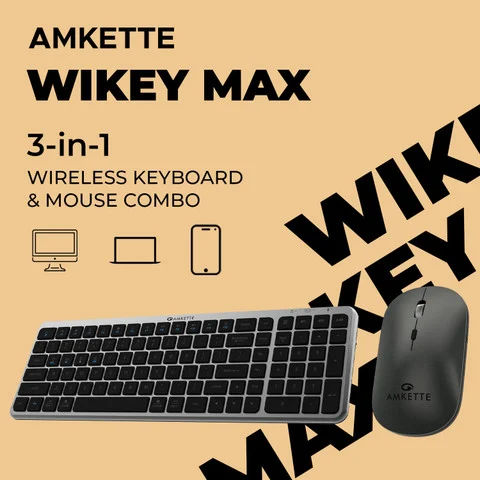 AMKETTE Wi-Key Max Rechargeable Wireless Keyboard and Mouse
