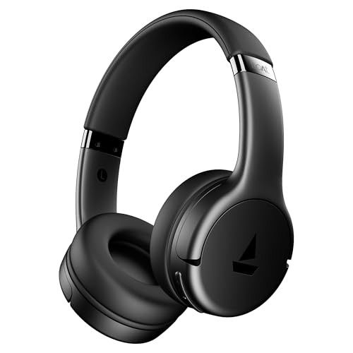 boAt Rockerz 411, 40Ms Low Latency, 40Hrs Battery, Bluetooth Headphones, Wireless Over Ear Headphone with Mic (Active Black)