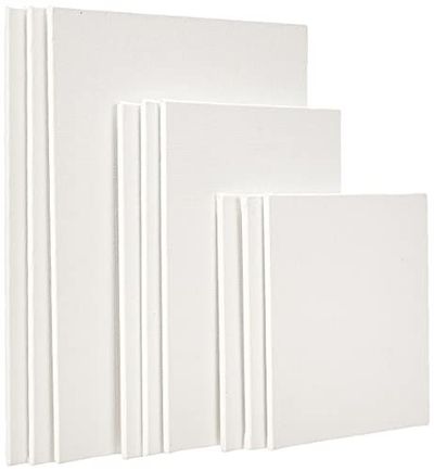 Amazon Brand - Solimo Cotton Canvas Boards for Painting (20.3x25.4 CM, 15.2x20.3 CM, 15.2x15.2 CM) Combo Pack of 9,White