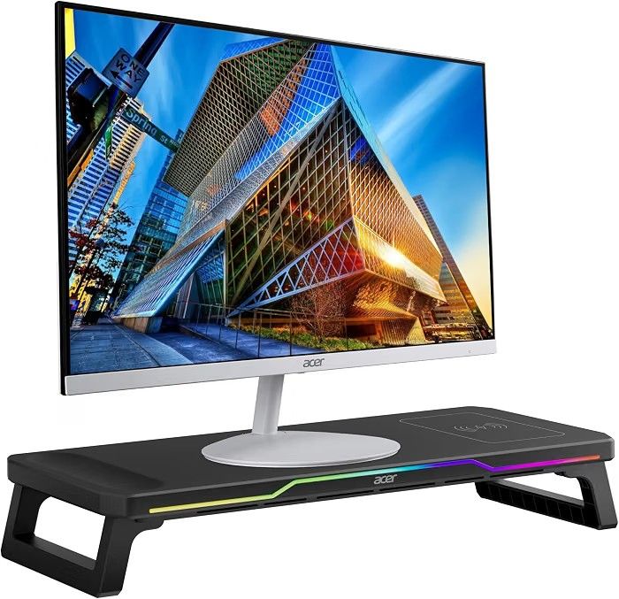 Acer DeskPro Monitor/Laptop Stand with 15W Wireless Charging, RGB LED (10 Modes: Breathing, Flashing, Running, Gradient)