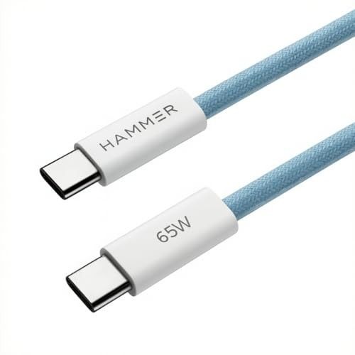 HAMMER Type C to Type C Cable 65W Braided, PD Fast Charging, Data Sync