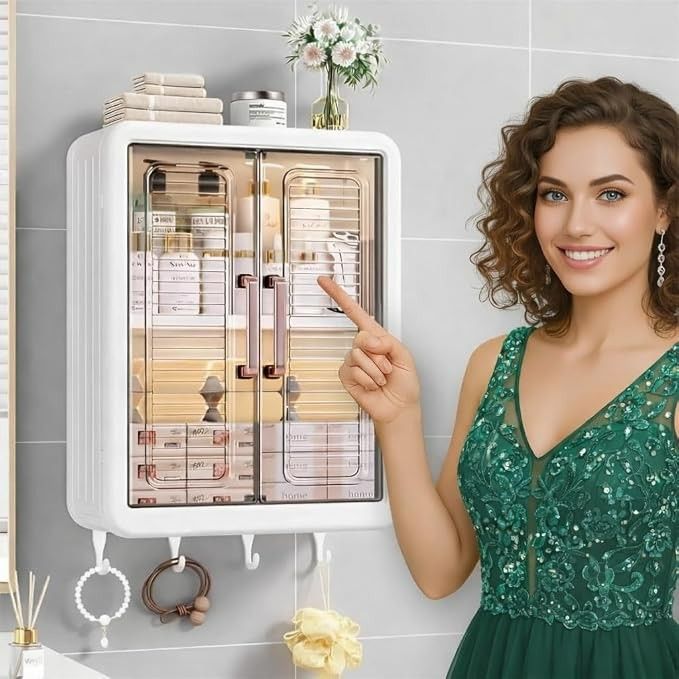 Storage Cabinet for Kitchen and Bathroom with Shelves & Door| Organiser for, Essentials, Makeup, Skincare
