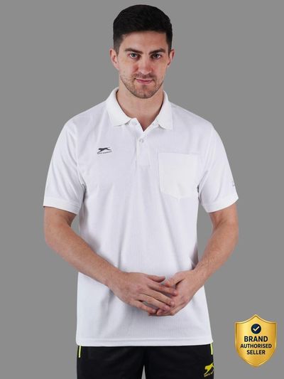 Shiv Naresh Men Self Design Polo Neck Polyester White T-Shirt
