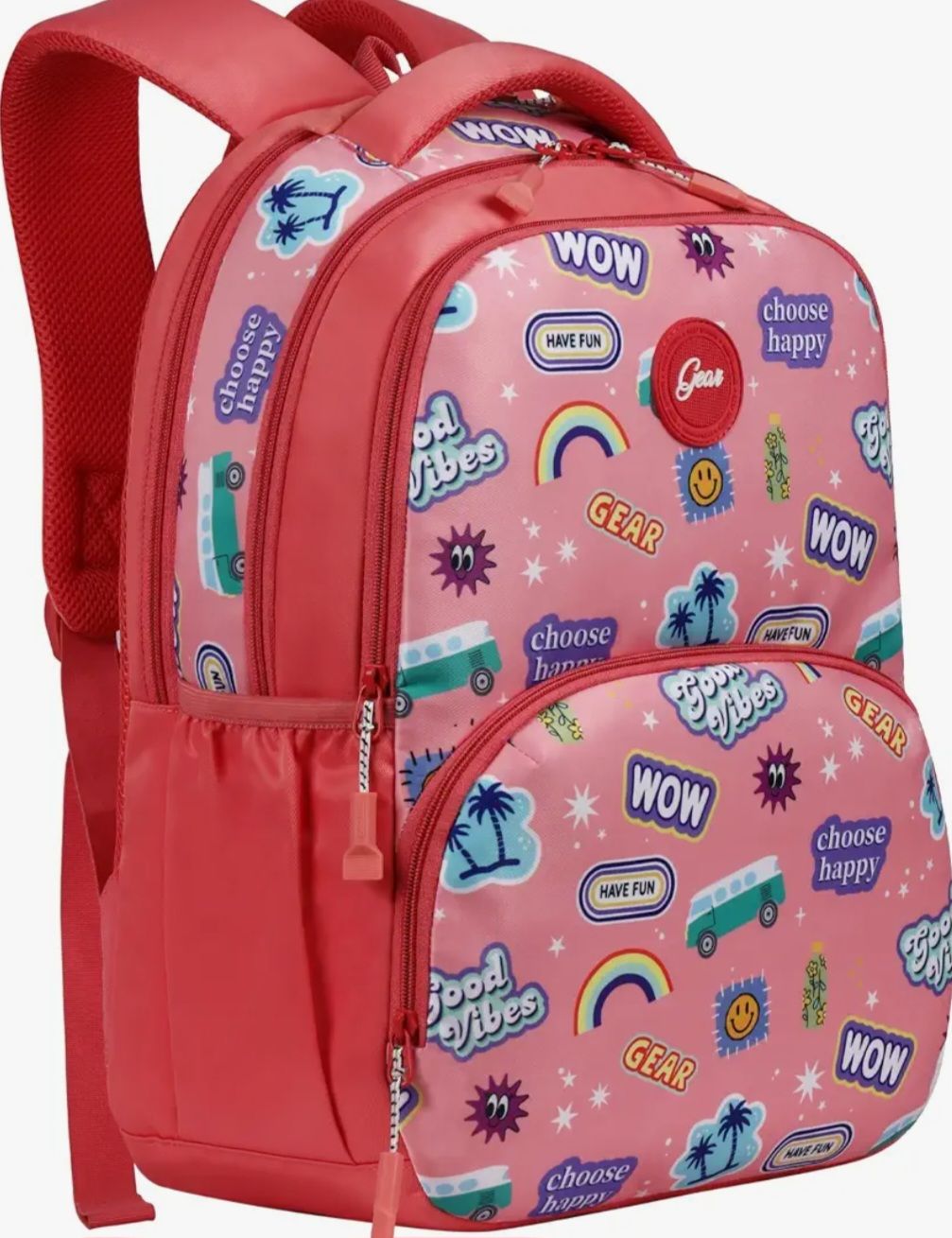 Gear Wow 17"/25L Medium Water Resistant School Bag/Casual Backpack/Daypack/4 Compartment Travel Backpack/Kids Bag for Girls - Pink