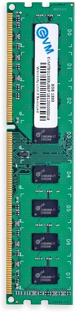 EVM 8GB DDR3 Desktop RAM 1333MHz | Long-DIMM - 1.5V Low Voltage| 240-PIN Pin, Intel & AMD Compatible | High-Speed PC Memory Upgrade | 10 Year Warranty (EVMT8G1333U86P)
