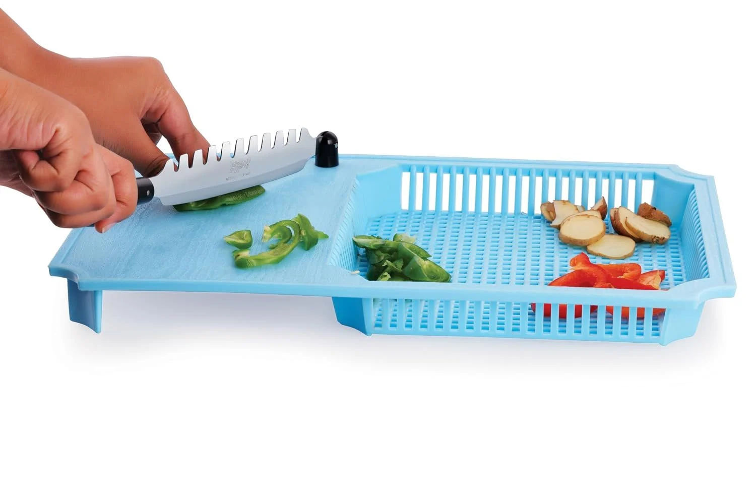 Anjali Fantastic Cut & Wash Deluxe Cutter Blue Black - Polypropylene, ABS & Nylon Body with Tempered Magnetic Stainless Steel Blades, Ideal for Cutting, Chopping & Slicing - HZCW01(B)