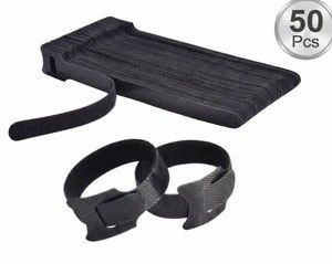 INOVERA 50-Piece Nylon Hook & Loop Cable Ties - Adjustable Cord & Wire Organizer for Desk, PC, & Home