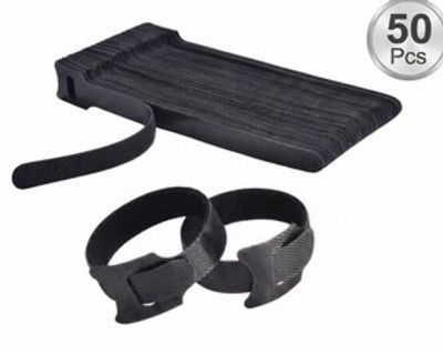 INOVERA 50-Piece Nylon Hook & Loop Cable Ties - Adjustable Cord & Wire Organizer for Desk, PC, & Home