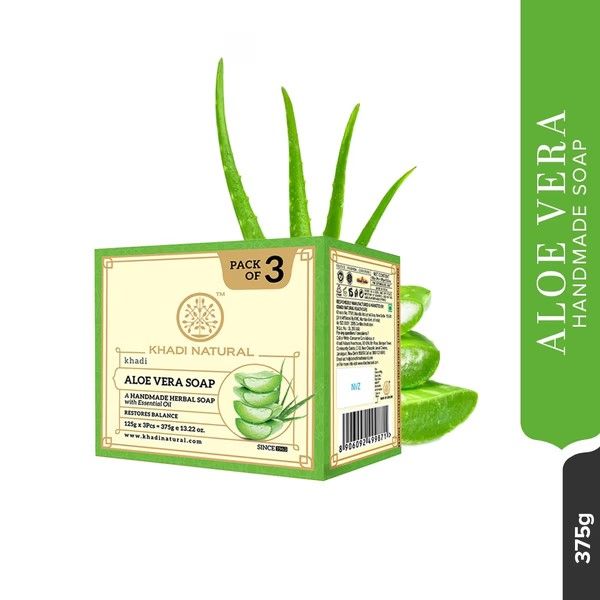 Khadi Natural Aloe Vera Handmade Soap | Revitalize & Hydrate Skin (Pack Of 3)