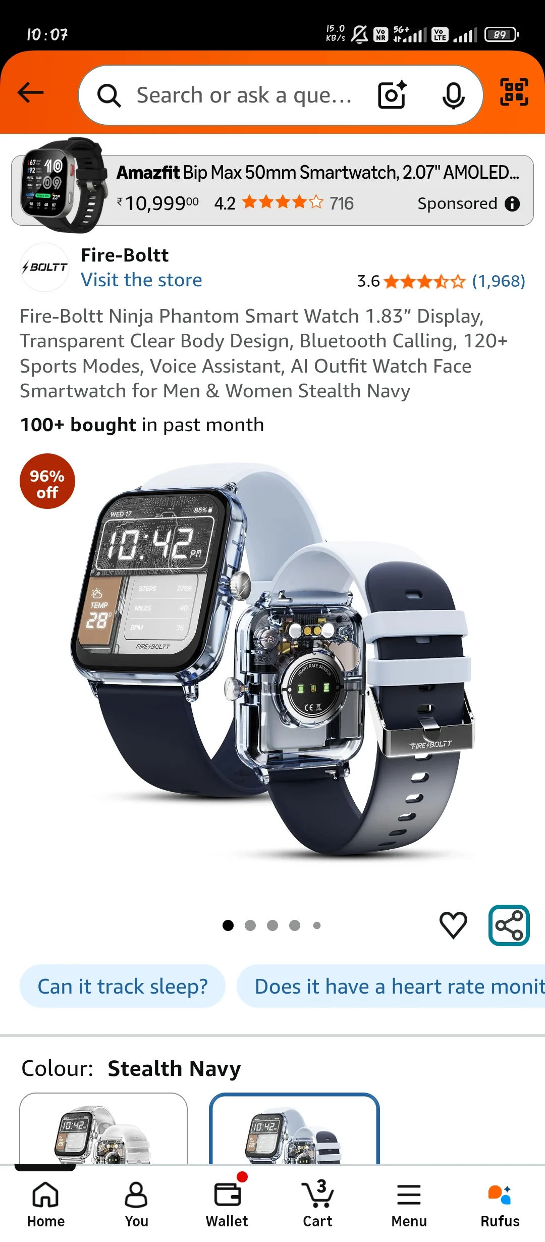 Fire bolte smart watch @855
