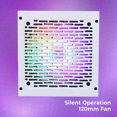 ZEBRONICS VS600Z 600W Premium Power Supply with Silent 120mm RGB Fan, Long Flat Cables, PCIe x 1, SATA x 4, 12V 36A (Max.), Over Voltage/Over Current/Short Circuit Protection (White)