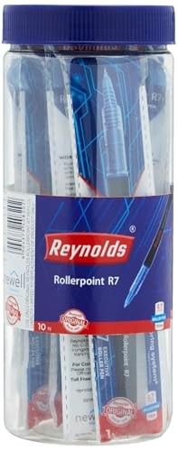 Reynolds R7 8 BLUE 2 BLACK RollerBall Pens| Roller PEN WITH COMFORTABLE GRIP