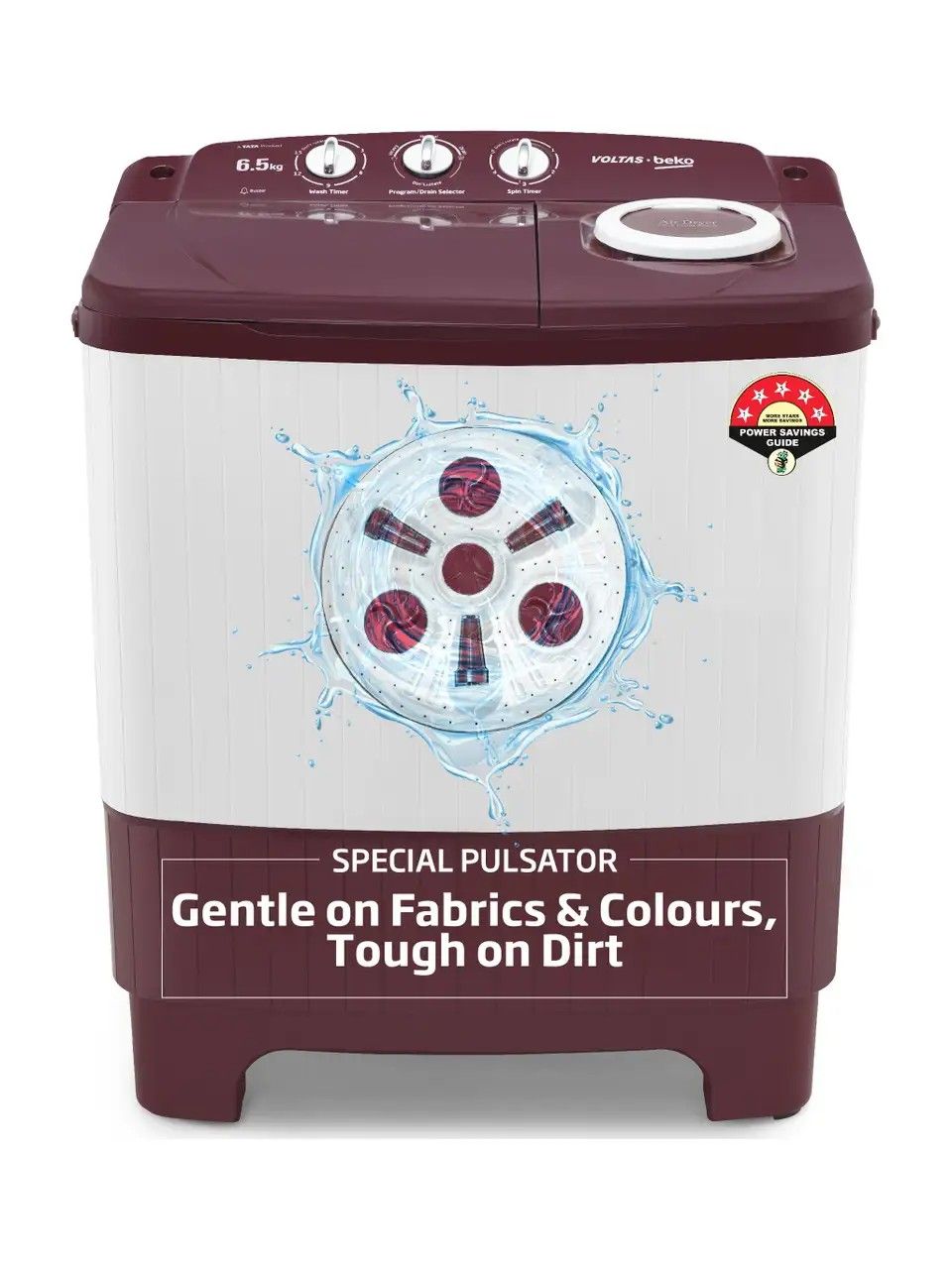 Voltas Beko 6.5 kg Semi Automatic Top Load Maroon, White (WTT65UNX/OK3R0R0W01)