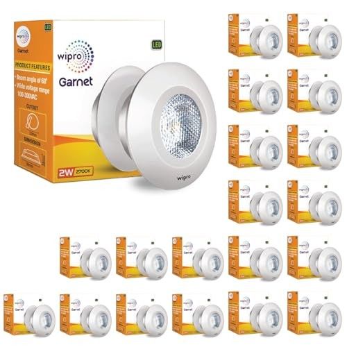 wipro Garnet 2W LED Integrated Spotlight | Pack of 20