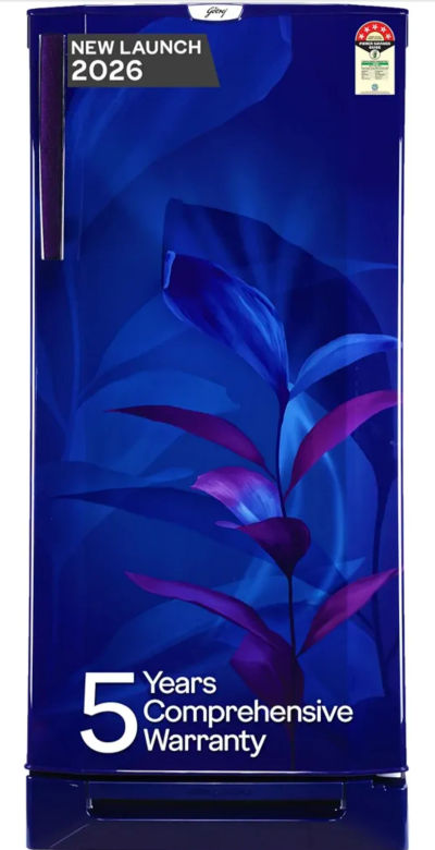 Godrej 185L 5 Star with 5 Years Comprehensive Warranty, 24 Days Farm Freshness, 22L Jumbo Vegetable Tray, Base Drawer Direct Cool Single Door Refrigerator (RD 195EN TDI MN BL, Marine Blue)