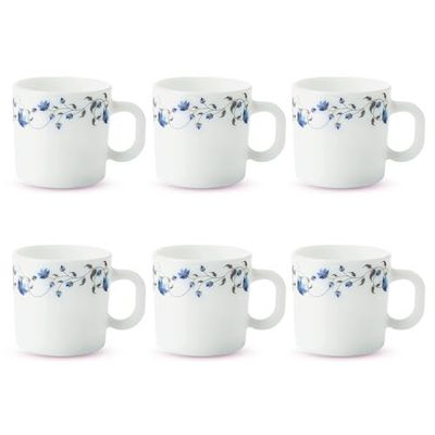 Larah by Borosil Helena Microwave & Dishwasher Safe 6-Piece Opalware Mug Set