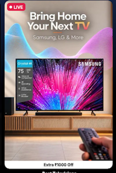 Extra up to ₹1000 off on TV on liveshop LG AI QNED65 108 cm (43 inch) Ultra HD (4K) Mini LED