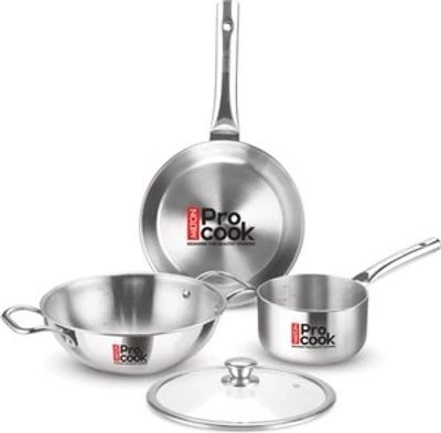MILTON Procook Cookware Saucepan, Frypan, Kadai with Glass Lid In...more