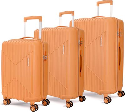 KAMILIANT by American Tourister Savvy|Trolley Bag Set of 3 (55+70+80 cms) for Travel| Hard Case Polypropylene (PP) Suitcase|360° 8-Wheel Spinner Luggage Trolley|Combination Lock|Orange Pastry