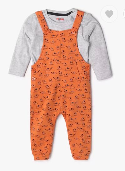 INF FRENDZ Novelty Print Dungaree with T-Shirt