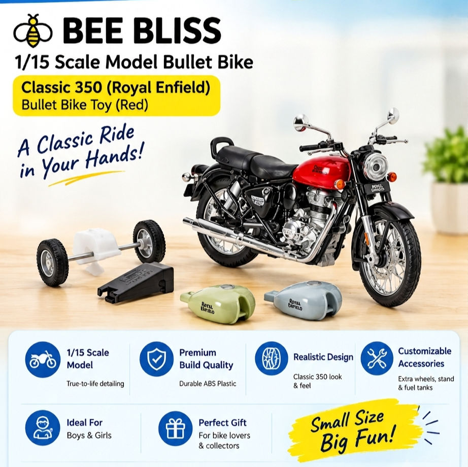BEE BLISS 1/15 Scale Royal Enfield Classic 350 Bike Toy (Red)