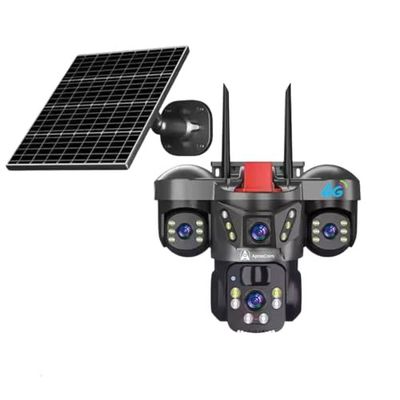 ApnaCam 5MP 4G SIM Solar Powered Security Camera | 360° View 3 Lens Outdoor CCTV | 128GB Storage | Night Vision, Motion Detection & Two-Way Audio | Waterproof Wireless Solar Panel Camera