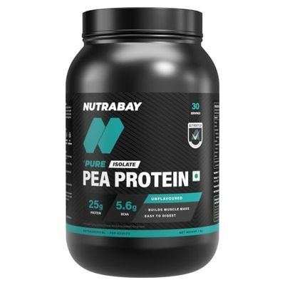 Nutrabay Pure Pea Protein Isolate-25.3g Protein,5g BCAA,1 Kg Unflavored