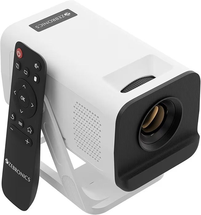 Zebronics Android Smart LED Projector, 4K UHD Support, 4000 Lumens, 100" Screen Size, 240° Tiltable, Auto Keystone, OTT Apps (Netflix, Prime), Miracast, WiFi, BT v5.4, HDMI, USB (Pixaplay 35)