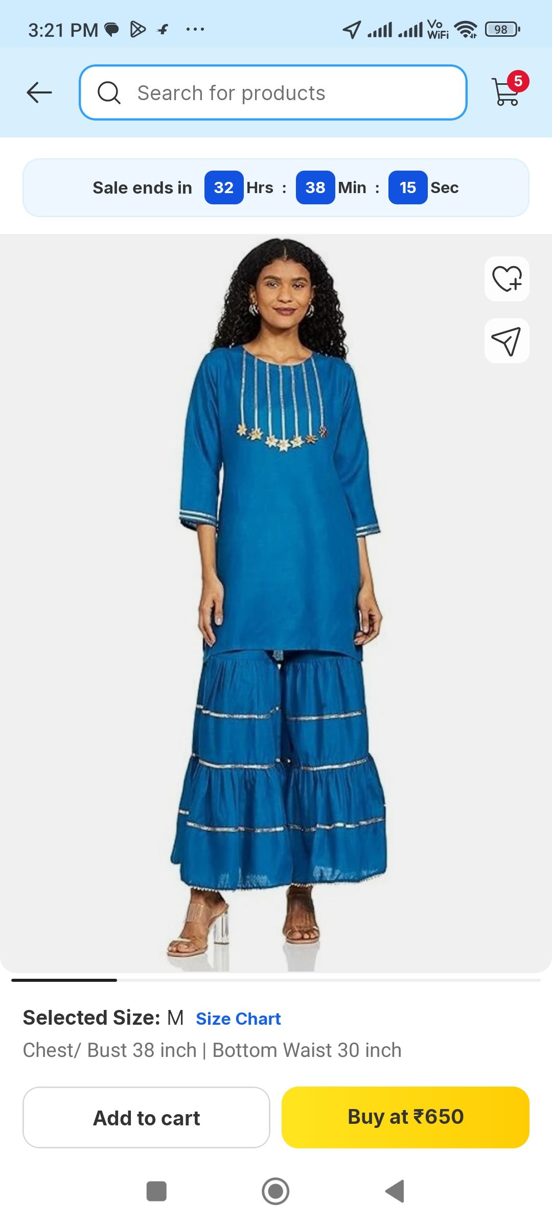 Kurta sharara set at 83% off