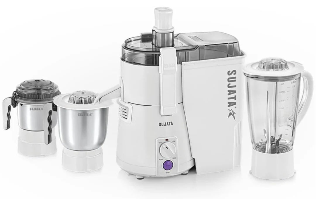 Sujata Powermatic Maxima Juicer Mixer Grinder|900 Watts|3 Jars (White)