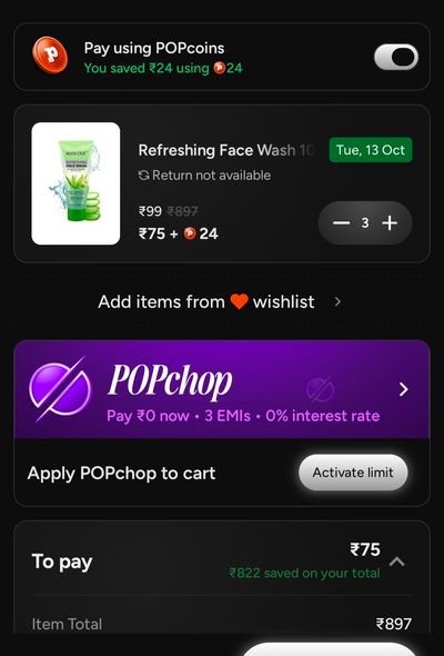 Pop Shop Get 3 100ml facewash at 75