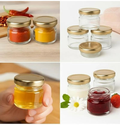 SG Glass Jar Set, 130ML, Transparent, Pack of 4, for Honey, Jam, Spices, Sauces and Desserts